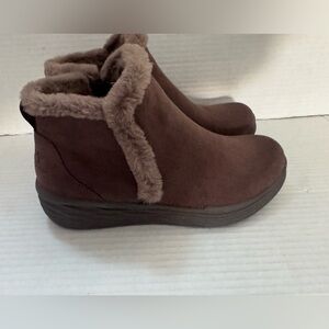 NEW Ryka Amaze Brown Faux Fur Ankle Booties Women’s Shoes Boots Lightweight 5.5